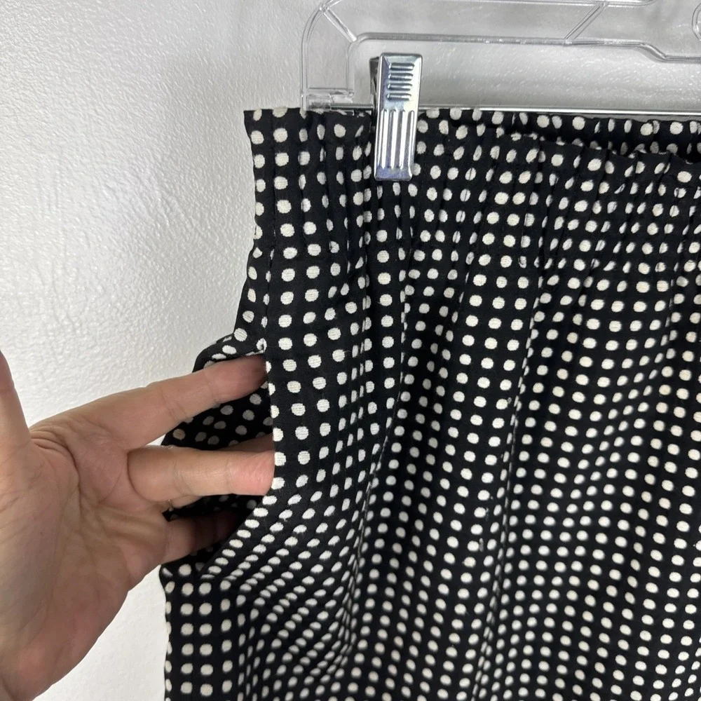 J.Crew Women's 6 Pull On Knit Mini Skirt Black Cream Polka-dot EUC Length‎ 17